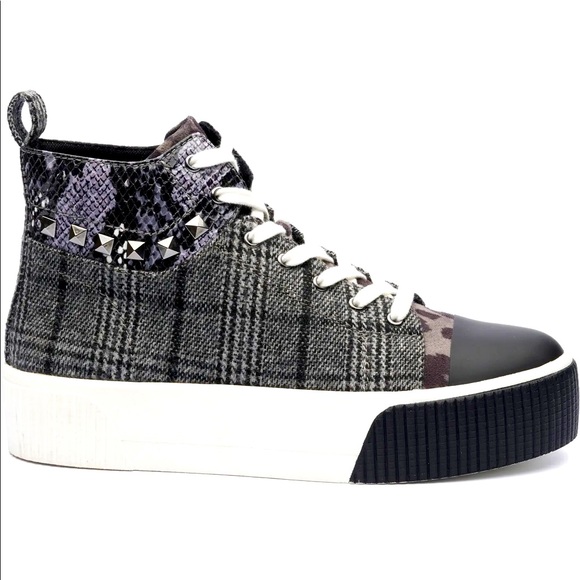 Jessica Simpson Animal Print Black & White Mix Textile Platform High Top Sneaker - Picture 8 of 8